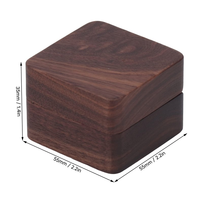 Caja de Anillo de Madera de Nogal Negro, Botón Magnético