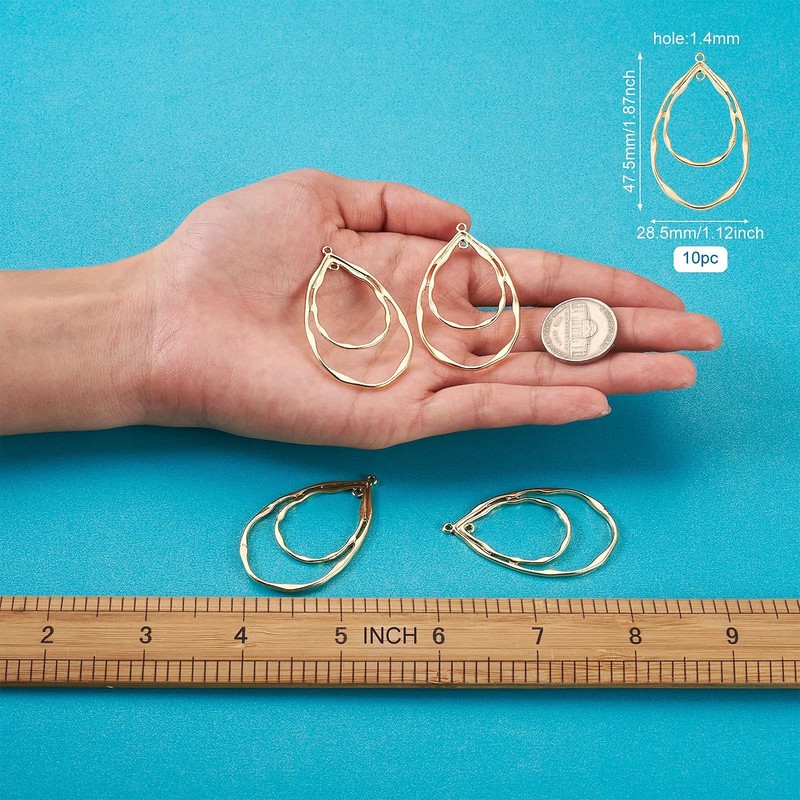 PandaHall 10pcs Light Gold Open Back Bezel Charms Epoxy Resin