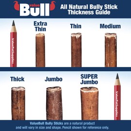 ValueBull USA Bully Sticks, Medium 6 Inch, 25 Count - All Natural Dog Treats, 100% USA Beef Pizzles, Single Ingredient Rawhide Alternative