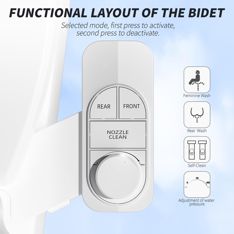 SAMODRA Non-Electric Bidet - Self Cleaning Dual Nozzle (Frontal and