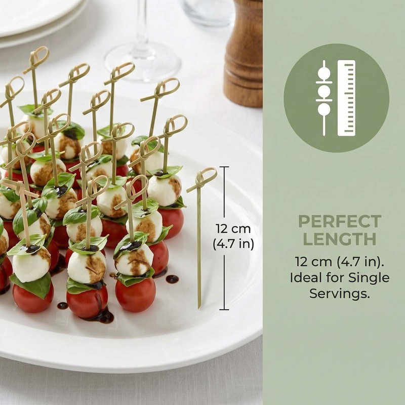 100 Pcs Bamboo Cocktail Sticks, Natural Bamboo Skewers with Looped