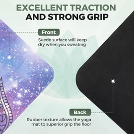 U&M Yoga Mat Non-Slip, Exercise Suede Mat with Carrying Bag for Home Yoga, Pilates & Meditation Stretching, Floor & Fitness Workouts, Fitness Mats Non-Slip Natural Rubber Base & Suede Mat (72'' x 27'' x 1.5mm Thick)