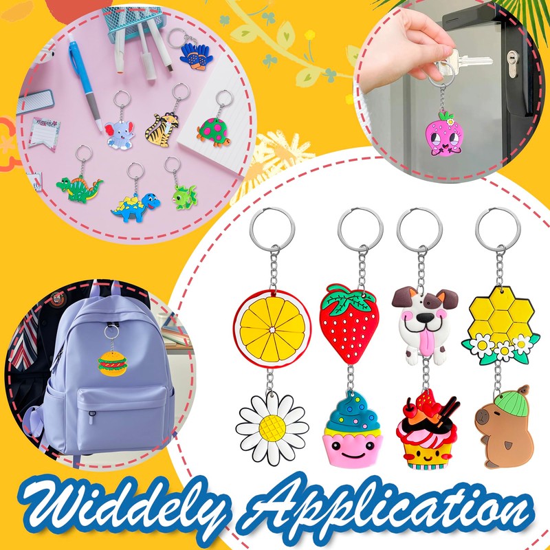 Xandova 46 Pcs Cute Keychains for Kids, Random Different Cartoon