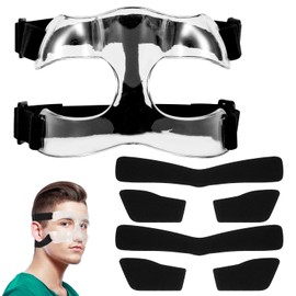 NQEUEPN Mask for Broken Nose, Adjustable Nose Protection with Foam Padding, Breathable, Transparent Face Mask, Side Open Face Protection for Basketball, Football, Adults, Teenagers