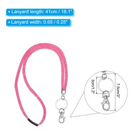 PATIKIL Bling Keychain Lanyards, Crystal Lanyard Strap Keys Strap Keychain with Metal Clasp for ID Badge Holder Keys, Pink