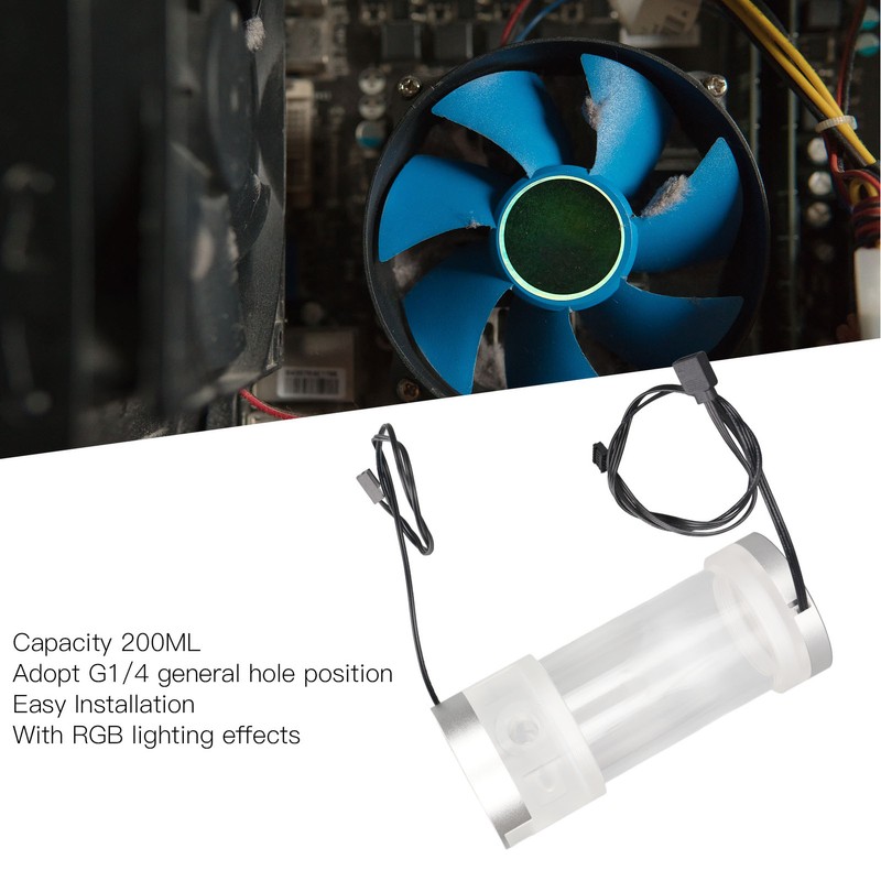 Water Cooling Tank 200ML Temperature Display RGB 160mm G1/4 Cylindrical