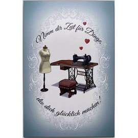 High-quality wooden sign 18 x 12 x 1 cm sewing saying: "Nimm die Zeit für Dinge die dich glücklich machen - [German Language] DekoNo7