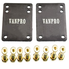 vanpro Longboard Skateboard 1/8" Riser Pads PU Shock Pads Hardware Mounting Screws Nuts(Snow Golden, Pack of 1 Set)