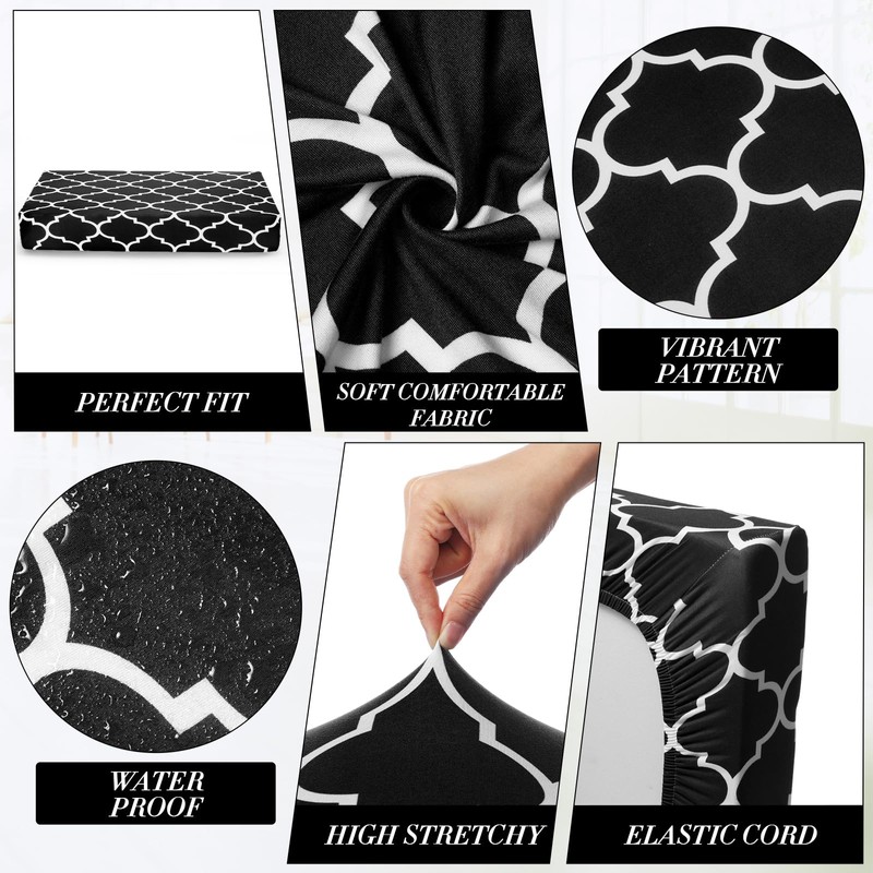 Newwiee 8 Pcs Stretch Patio Outdoor Cushion Covers Waterproof Replacement