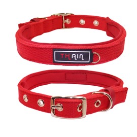 THAIN Dog Collar, Basic, 5 Holes, Adjustable, Stylish, Cute, Dog Collar, Metal Buckle, For Small, Medium and Large Dogs (Red, S)