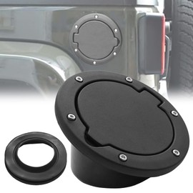 Fuel Filler Door Cover, Gas Fuel Tank Cap Cover Black for 2007 2008 2009 2010 2011 2012 2013 2014 2015 2016 2017 2018 Jeep Wrangler JK & Unlimited Sport Rubicon Sahara (No Locking)