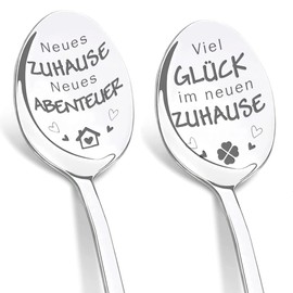 Housewarming Gifts for Women Men – Pack of 2 Coffee Spoons with Engraving for Housewarming Gift Apartment, Coffee Spoon for New Home or New House, New Home Gifts, Housewarming Gift