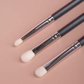 Makeup Brushes Set, 3 Pieces, Black and Silver