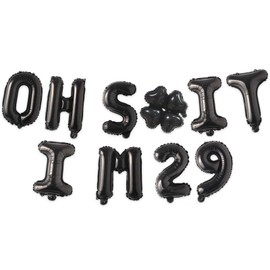 Oh I’m 29! Latex Balloons 16 Inch Black Hallo Twenty Nine Cheers to 29 Years Old Theme Decor for Man Woman Happy 29th Birthday Party Photo Studio Prop Flag Decorations Favors Supplies