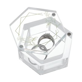 PH PandaHall Clear Crystal Ring Box Hexagon Ring Box Wedding Ring Holder Ring Bearer Box Jewellery Gift Boxes Ring Organizer for Anniversary Engagement Wedding Christmas, 7.6x6.6x3.3cm
