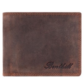 Benthill Men's Genuine Leather Wallet with RFID Protection, Dark Brown (H)