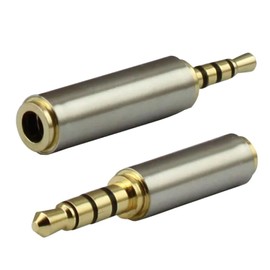CNCTWO (Connect-Two) 2-Pack, 3.5mm (Female) - 2.5mm (Male), 2.5mm (Female) to 3.5mm (Male) Audio Converter Adapter, Gold Plated Connector, Grey, Hi-Fi Transmission C24253543525STGD