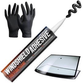 Urethane Windshield Adhesive, Fast Curing & Ultra-Bond Windshield Sealant, Heat-Stable Auto Glass Glue for Car, Truck, Side Window, Convertible, Windshield Repair Kit with Tool, 10.5 oz (Black)
