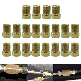 Premium 3/8-24 Inline Tube Nuts Finish Gold Zinc Inverted Flare Gold Zinc Fitting 3/16 Brake Line Tubing, 20pc/Set
