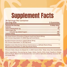 TrueSeaMoss Gummies 3000mg – Irish Sea Moss with Bladderwrack & Burdock Root – 3-in-1 Formula – Fruity Flavor – 60 Gummies