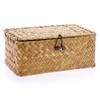 Hipiwe Wicker Shelf Baskets Bin with Lid, Handwoven Seagrass Basket