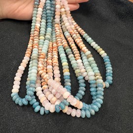 Land Long 76 Pcs 5x8mm Multi-Color Gemstone Bead Smooth Rondelle Stone Beads for Jewelry Making Necklace Crafts Bracelets
