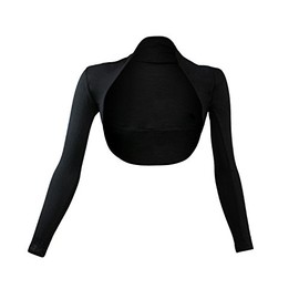 Gloop Women's Bolero Shoulder Jacket Long Sleeves Bolero, black