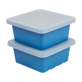 ECR4Kids Square Bin with Lid, Storage Containers, French Blue, 2-Pack