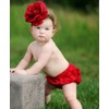 RuffleButts® Baby/Toddler Girls Baby Girl Red Classic Cotton Ruffled Bloomer