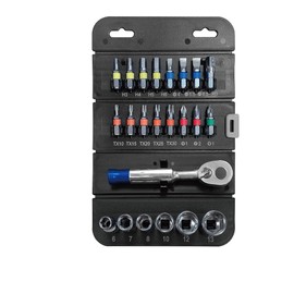 Big red screwdriver bit holder sets with 72-tooth reversible ratchet, 23-Piece for 1/4" hex key,Easy-Folding Case,THT-23BRS01