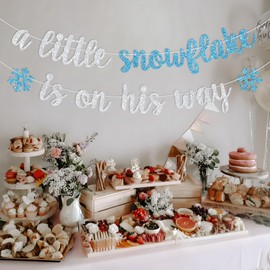 A Little Snowflake is on His Way Banner, Welcome Baby Boy, Oh Baby, Winter Themed Baby Shower/Gender Reveal/Birthday Party Decorations