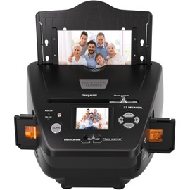 Photo and Slide Scanner with 2.4” LCD Screen, Convert Negatives & Slides 35mm/135 Film, Photo(3R,4R,5R), Business Card to 22MP JPEG Digital Photos, 4GB SD Card Included