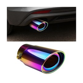 Norkmdi Car Exhaust Tip, 2.5" Inlet 2.6" Outlet 5.3" Length Stainless Steel Polished Adjustable Vehicle Exhaust Pipe Muffler Modification Tailpipe, Auto Decor Accessories, Universal Fit (Multicolor)