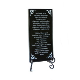 Lifeforce Glass The Prayer of St. Francis Inspirational Glass Plaque. Beloved Prayer Provides Encouragement for All. Includes Folding Easel Black.