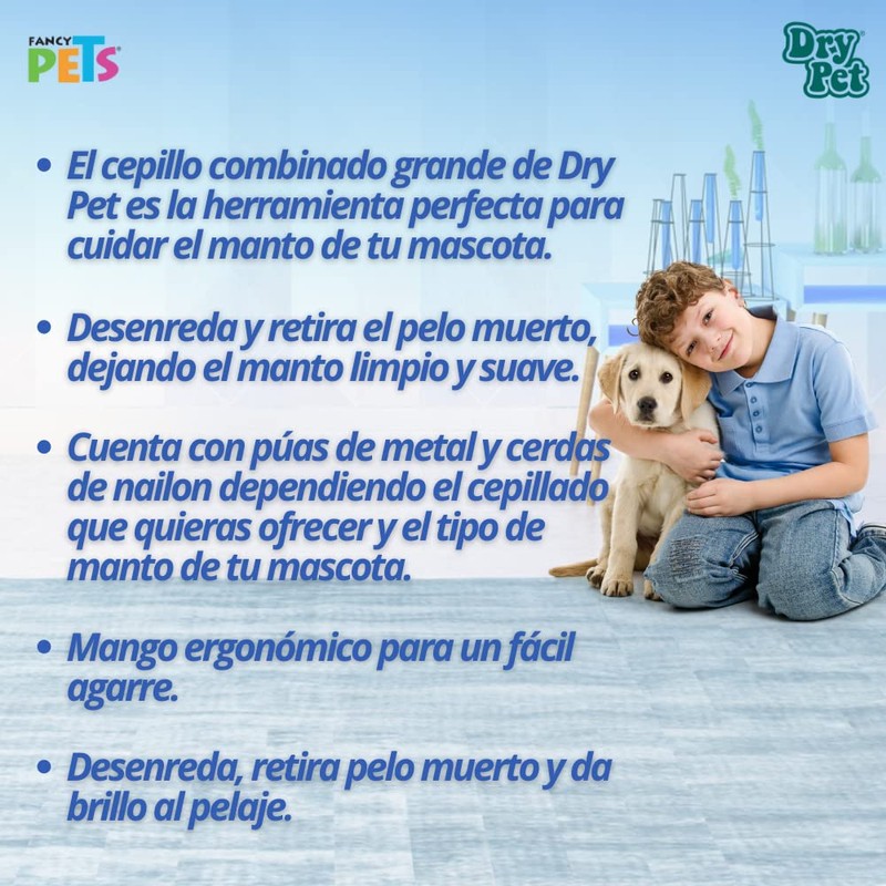 Fancypets Dry Pet Cepillo Doble Grande para Perro, con Cerdas