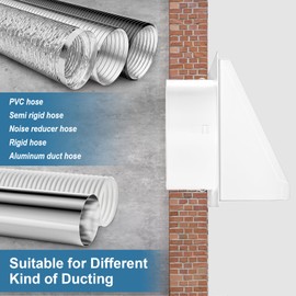 Hon&Guan 100 mm Weather Protection Grille with Integrated Backflow Flap, Ventilation Grille 100 mm Exhaust Grille for Wall Connection Exhaust Air, Cover Extractor Hood, Dryer, White