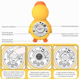 Termómetro de Baño para bebé, Termómetro de Temperatura de Juguete Flotante, Termómetro de baño para con pantalla LED, Alarma silenciosa.