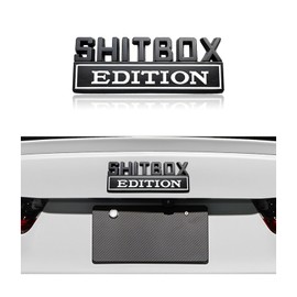 Dickno SHITBOX Edition Emblem Car Decal, 3D Metal Auto Front Hood Letter Badge with Strong Adhesive, Universal Fender Badge Sticker, Vehicle Exterior Decor Accessories for Car SUV (Black & White)
