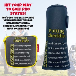 Funny Golf Fore Dummies Checklist Headcovers for Blade Putters Headcovers, Great Golfer Golf Gifts for Dad, Men, and Women (Mallet Putter)