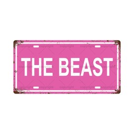 THE BEAST VEHICLE Vintage Metal Tin Sign License Plate Bar Cafe Garage Cave Home Room Wall Bathroom Farmhouse Garden Porch Patio Decor, 12 x 6 Inch