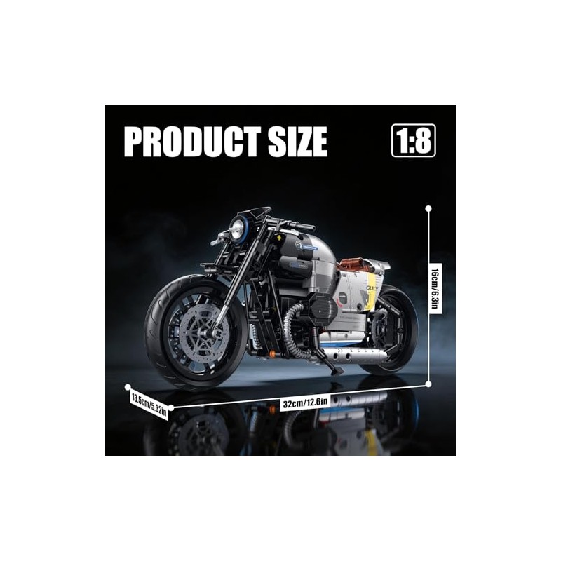 HIGH GODO 1:8 Motorcycle Building Set, Technic MOC Motorcycle Model