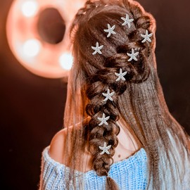 Yuanchu 20Pcs Starfish Hair Clips, Rhinestone Beach Hair Clips Rhinestone Mermaid Jewelry Crystal Wedding Headpiece(Silver)