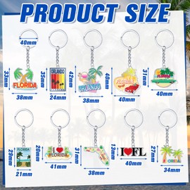 Landical 20 Pcs Florida Keychains Souvenirs Silver Metal Keychain American Florida Patriotic Key Ring USA Souvenir Gifts
