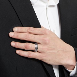 NUNCAD Tungsten Ring Men/Women's Silver Grey 6 mm 7 mm 8 mm Celtic Knot Ring Engagement Ring with Fine Grooves Brushed Polished Edges Size 52 (16.6) to 72 (22.9), Tungsten