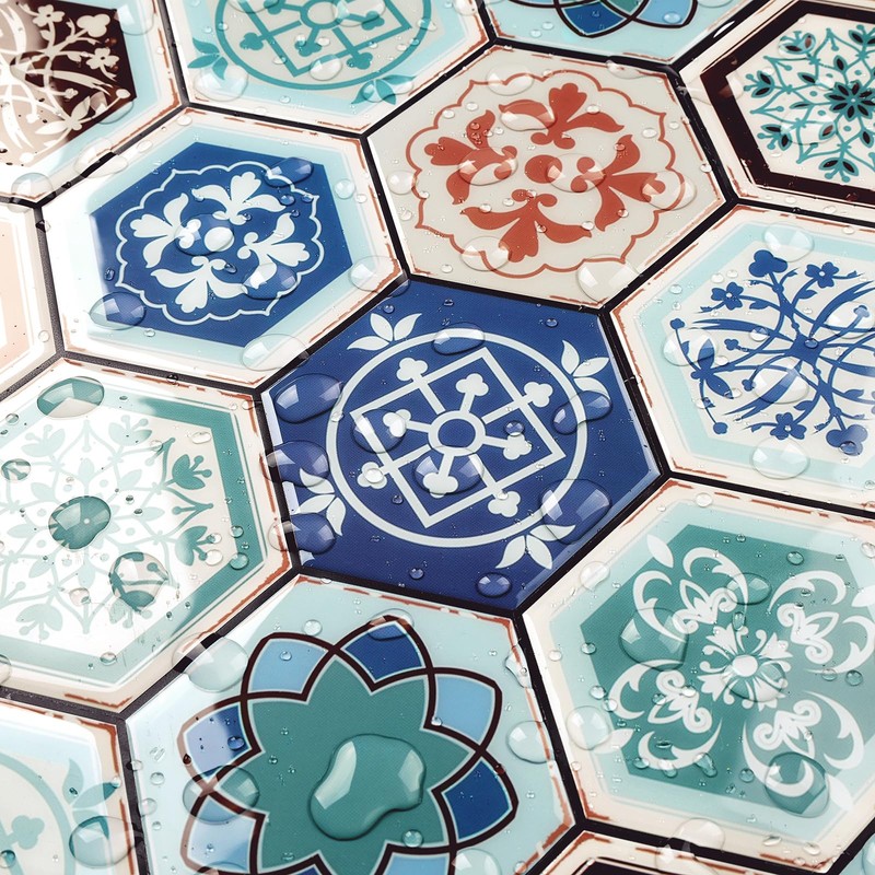 FunStick 15 Pcs Teal Blue Peel and Stick Tile Backsplash