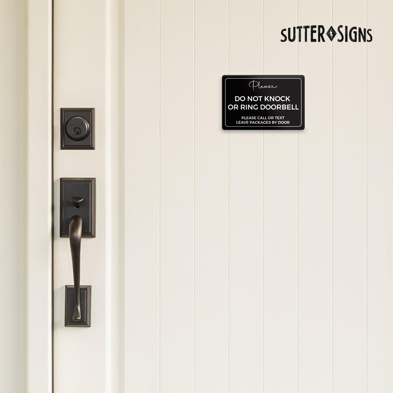 Please Do Not Knock or Ring Doorbell Sign, Durable ABS