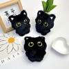 LOHGOU Fluffy Cute Cat Charm Keychain Black Cat Charm Key