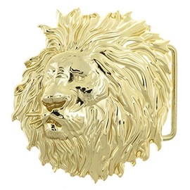 Lion Head Gold-Plated Belt Buckle