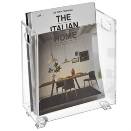 Stock Your Home Acrylic Magazine Holder - Crystal Clear Holder - Shatterproof - Open Top - Space Saver - For Magazines, Publications, Office Desk, Reception, Waiting Room