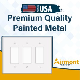 3-Gang Oversized White Metal Rocker Switch Wall Plate – 7.5" x 5.5" Jumbo GFCI Outlet Cover, Heavy-Duty Painted Steel, Corrosion-Resistant with Matching Screws, Universal Electrical Fit, Made in USA